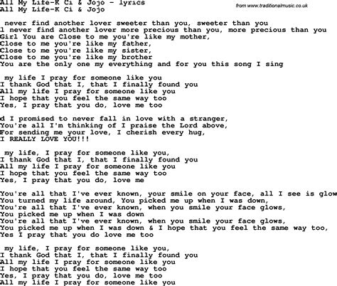 all my life lyrics